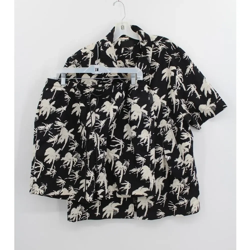 RTA Aiden Palm Tree Zipper Shirt Clyde Shorts Set Size Large